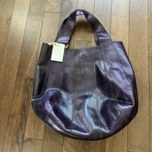 NWT Beirn Purple Snakeskin Jenna Totebag